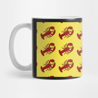 Red Lobsters on Yellow Background Lobster Sea Life Animal Boat Life Mug